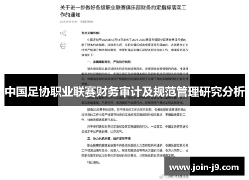 中国足协职业联赛财务审计及规范管理研究分析